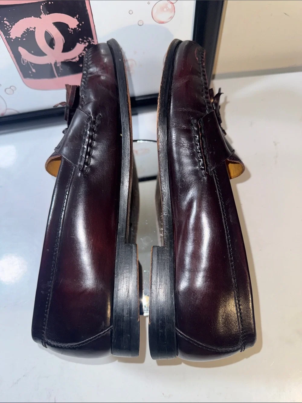 Cole Haan Men's Tassel Loafers in Deep Burgundy Leather - Size 10.5D